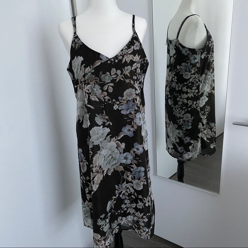Black Tape Floral Slip Dress